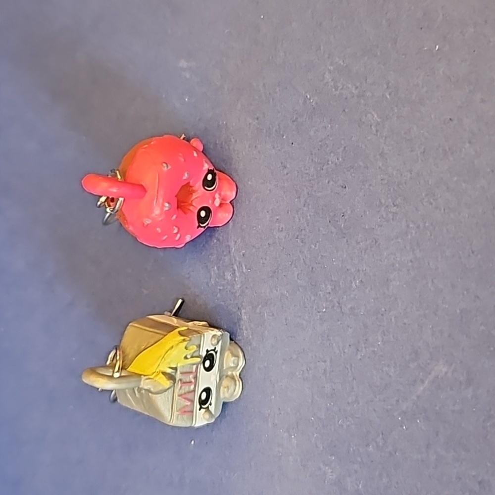 Charms Shopkins Season 5 D'lish Donut & Spilt Milk upcycled earrings